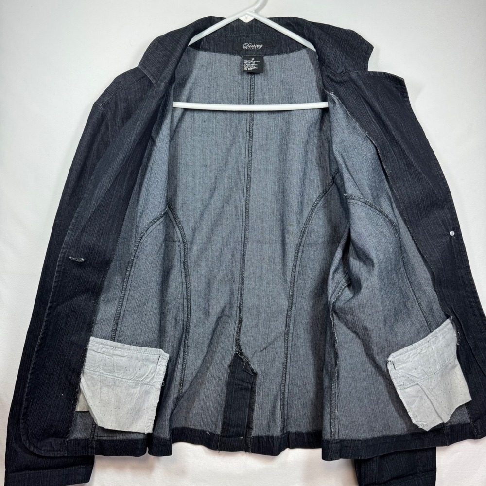 Destiny Platinum Denim‎ Blazer Jacket Dark Wash Fitted Career Women's Sz XL - Picture 9 of 9